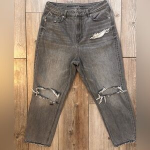 American Eagle Outfitters 12 Short High Waisted Distressed Gray Denim